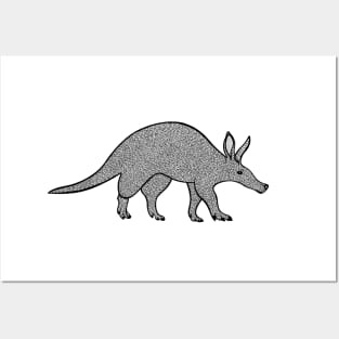 Aardvark Ink Art - cool and cute animal design (on black) Posters and Art